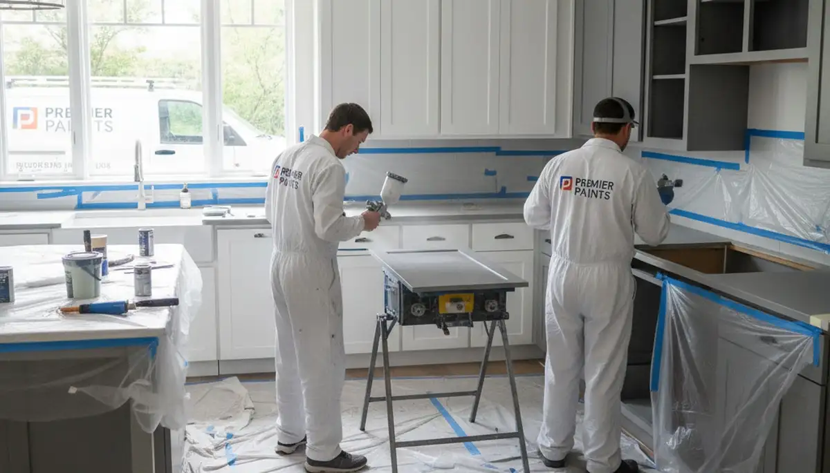 Professional cabinet painting in Long Beach CA kitchen with modern durable finishes