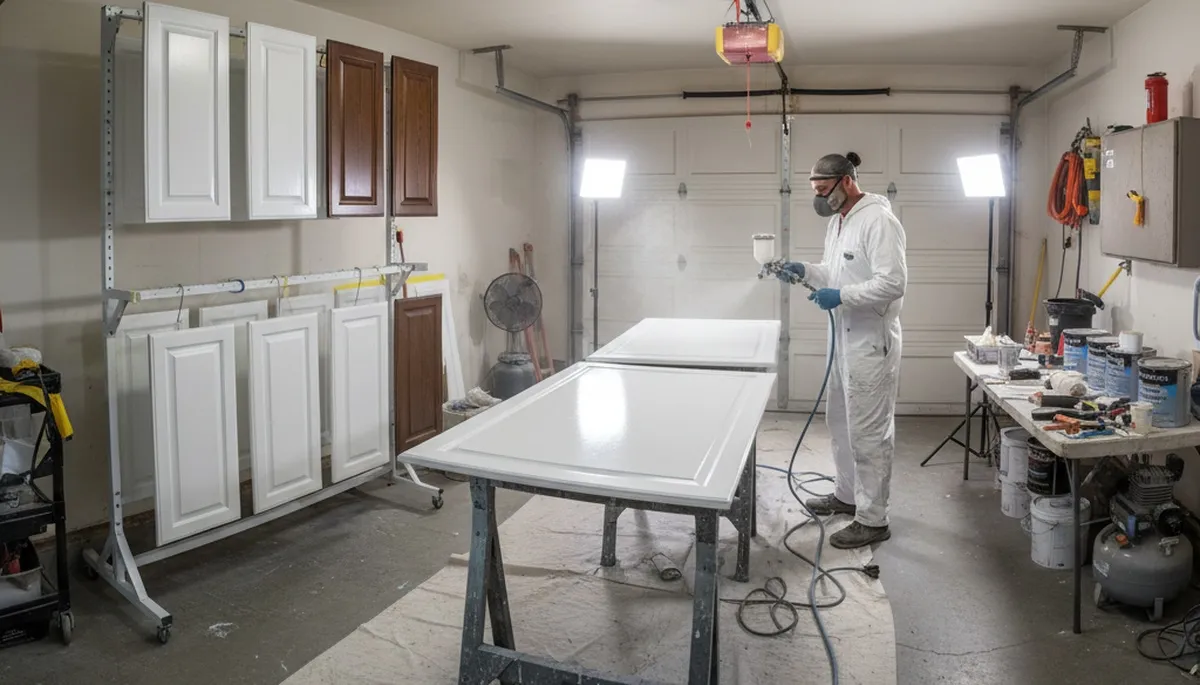 Professional cabinet painting in Long Beach CA with smooth spray finish for kitchen updates