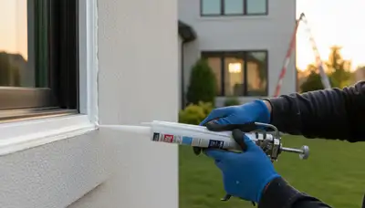 Professional caulking and sealing on Long Beach CA home exterior for moisture protection