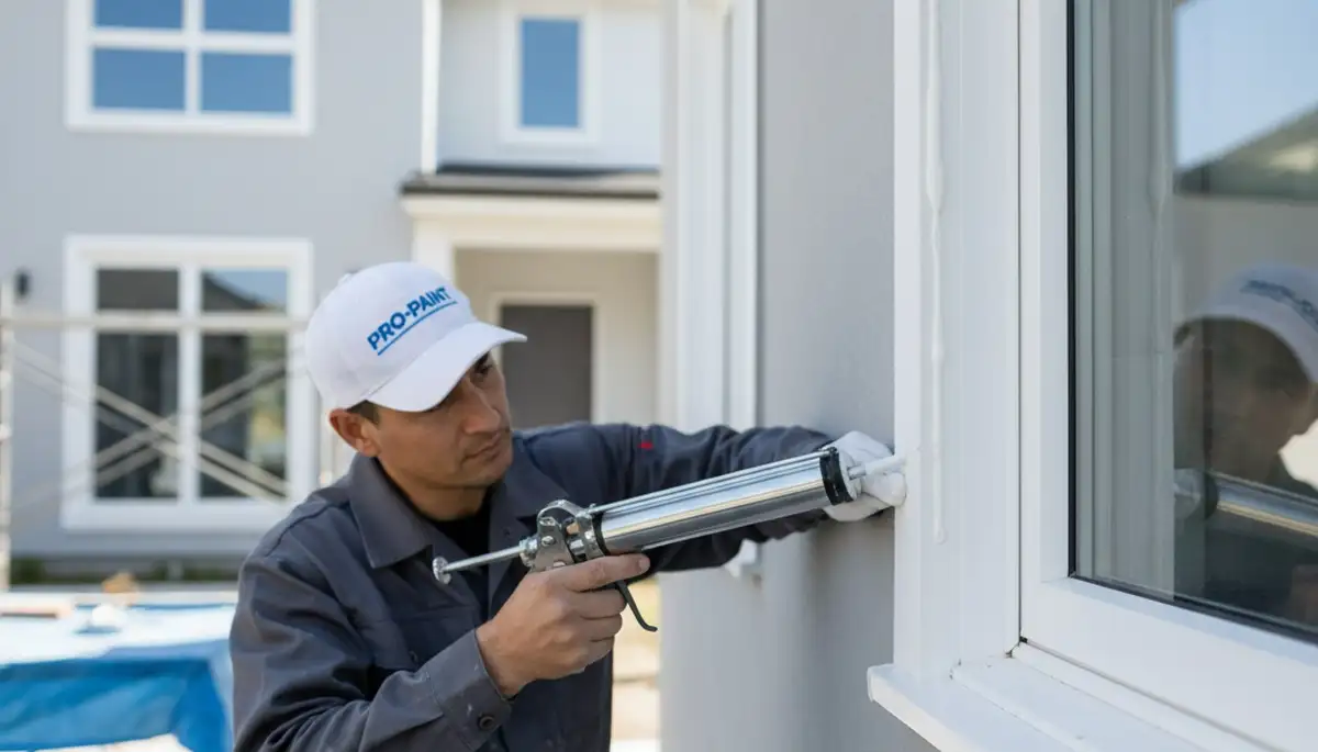Professional caulking and sealing on Long Beach, CA home exterior for coastal weather protection