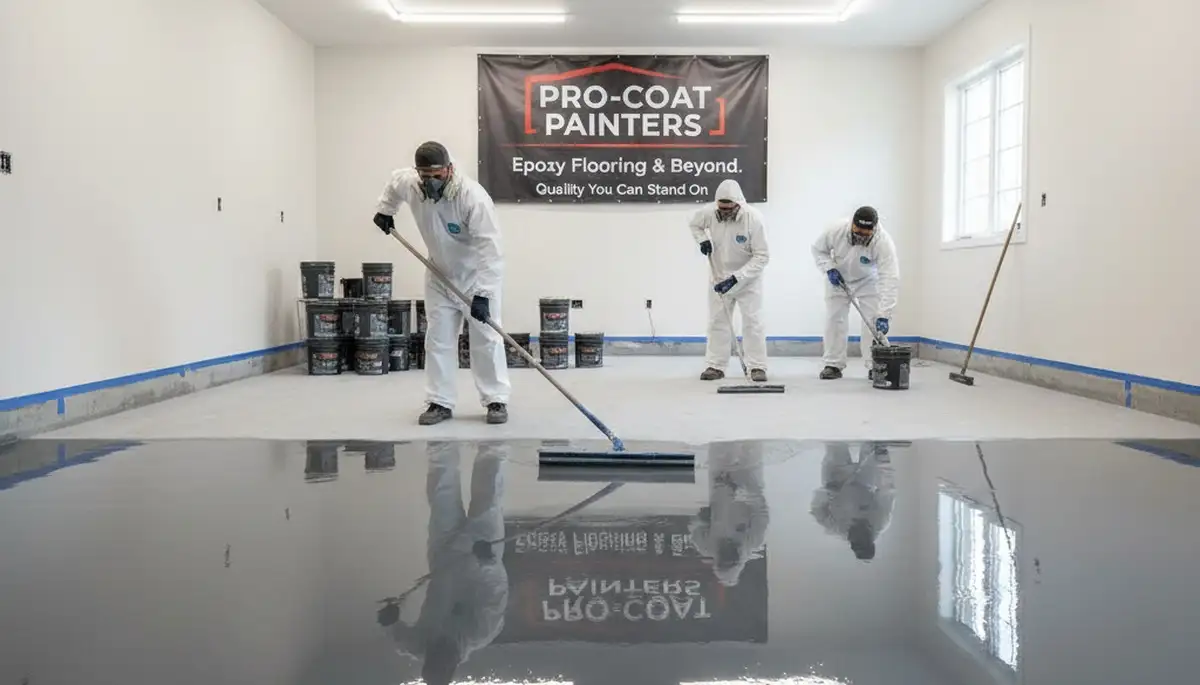 Epoxy garage floor coating in Long Beach CA providing durable, glossy concrete protection