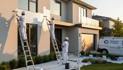 Professional exterior house painters in Long Beach, CA applying weather-resistant coastal paint