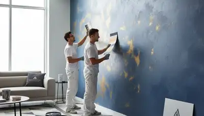 Professional faux painting and decorative wall finishes in Long Beach, CA coastal home interior