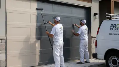 Professional garage door painting in Long Beach, CA enhancing curb appeal with durable coastal finishes