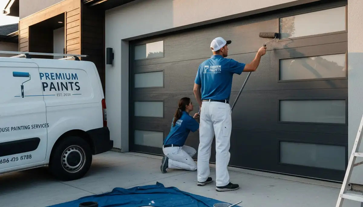 Professional garage door painting in Long Beach CA enhancing curb appeal with durable coastal finish