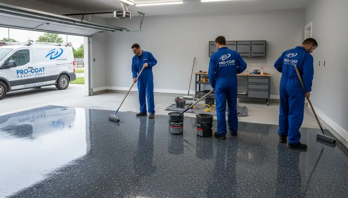 Epoxy garage floor coating in Long Beach CA by professional house painters for durable, glossy finish