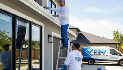 Professional gutter painting on coastal home in Long Beach, CA by expert house painters