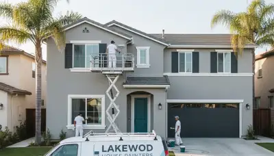 Professional house painting contractors working on residential exterior in Long Beach, CA