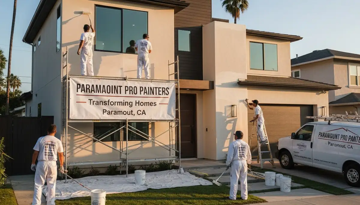 Professional house painters refinishing exterior home in Long Beach CA