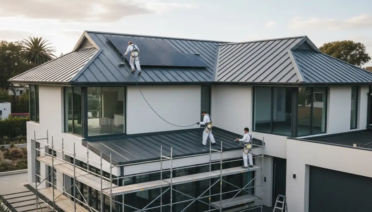 Professional roof painting and coating service in Long Beach, CA protecting homes from coastal weather