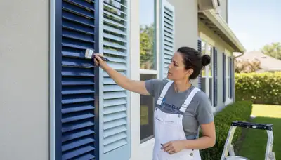Professional shutter painting and refinishing in Long Beach, CA home exterior