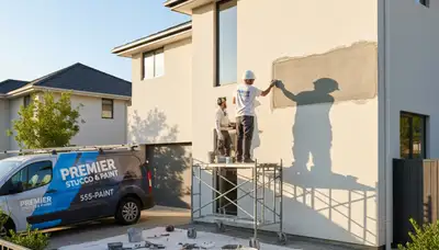 Professional stucco repair on coastal home exterior in Long Beach, CA by expert painters