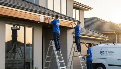Professional trim and fascia painting on coastal home in Long Beach, CA by expert house painters