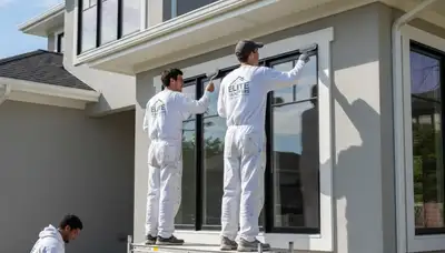 Professional trim and fascia painting on coastal home in Long Beach, CA by expert house painters