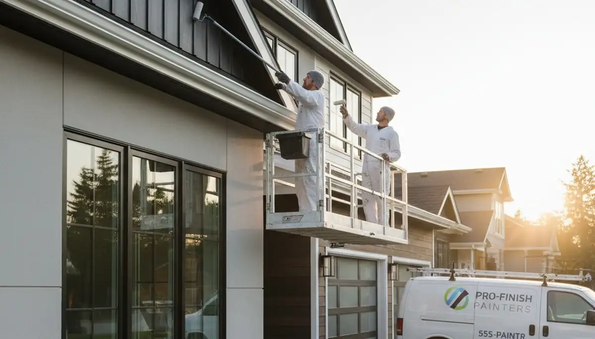 Professional trim and fascia painting on coastal home in Long Beach, CA by expert house painters