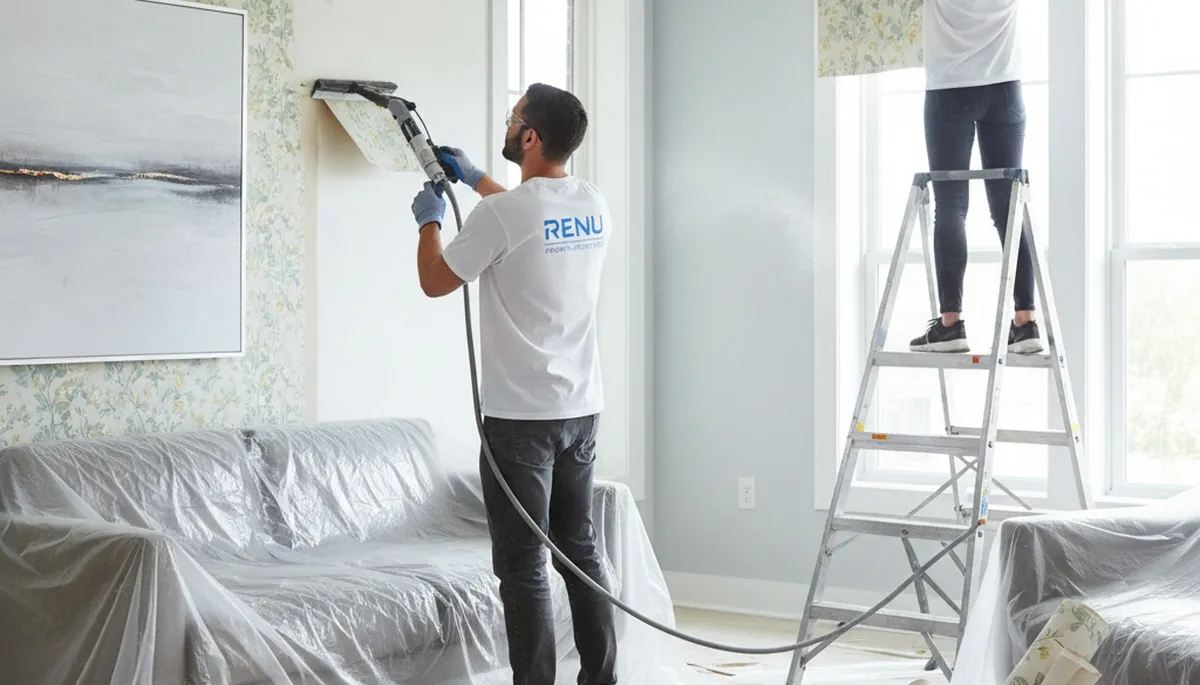 Professional wallpaper removal and wall prep by house painters in Long Beach, CA