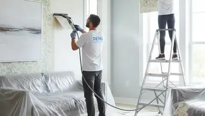 Professional wallpaper removal and wall prep by house painters in Long Beach, CA