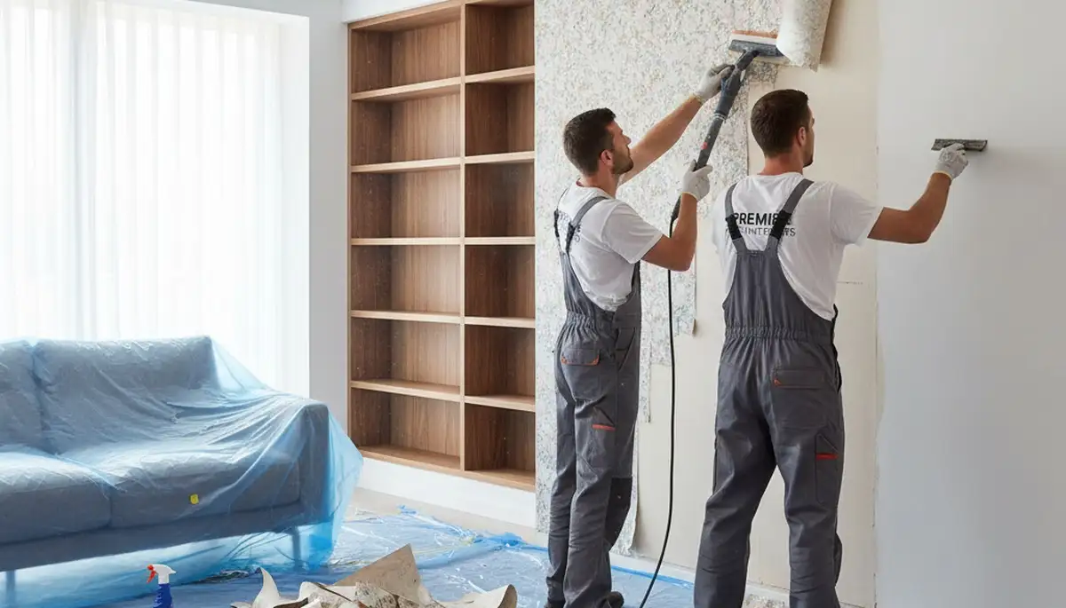 Professional wallpaper removal and wall prep by house painters in Long Beach, CA